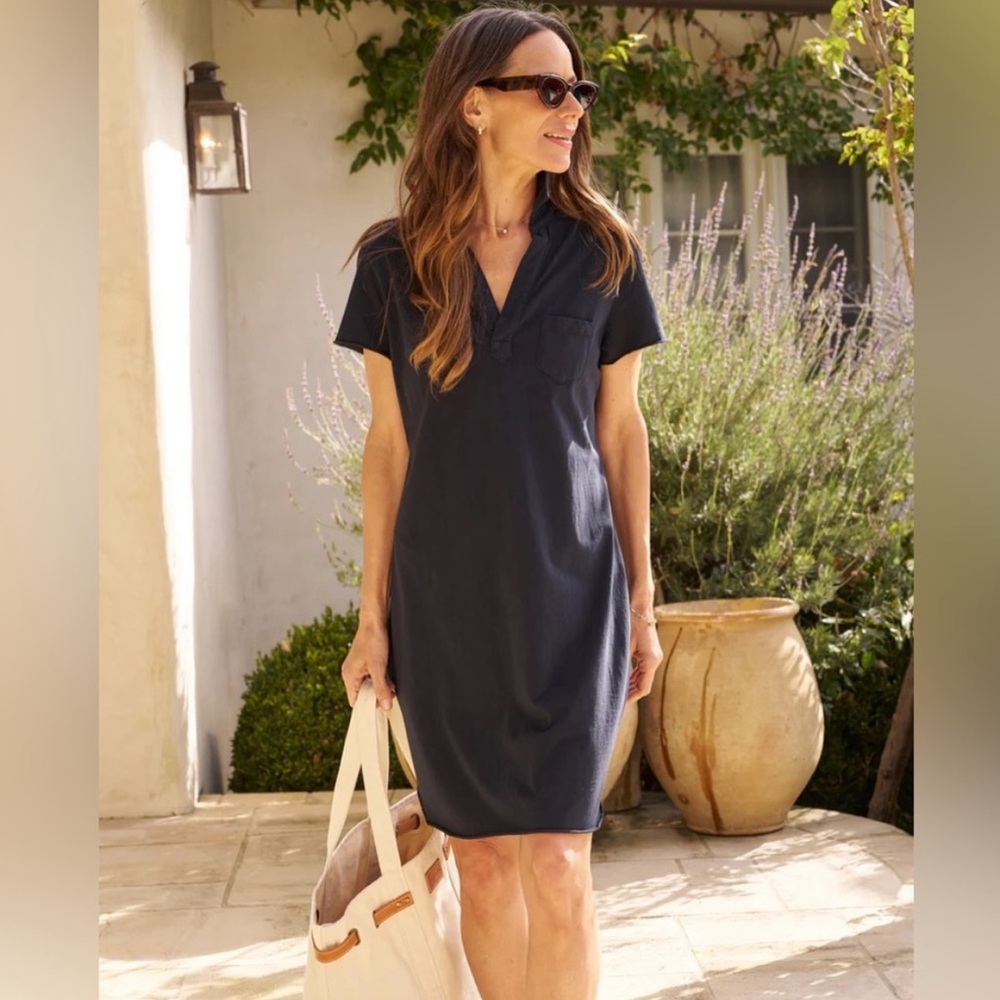 Frank & Eileen Lauren Polo Dress BLACK Heritage Jersey SIZE SMALL 1207